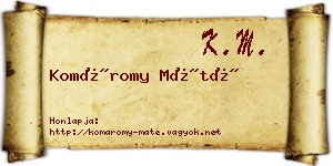Komáromy Máté névjegykártya